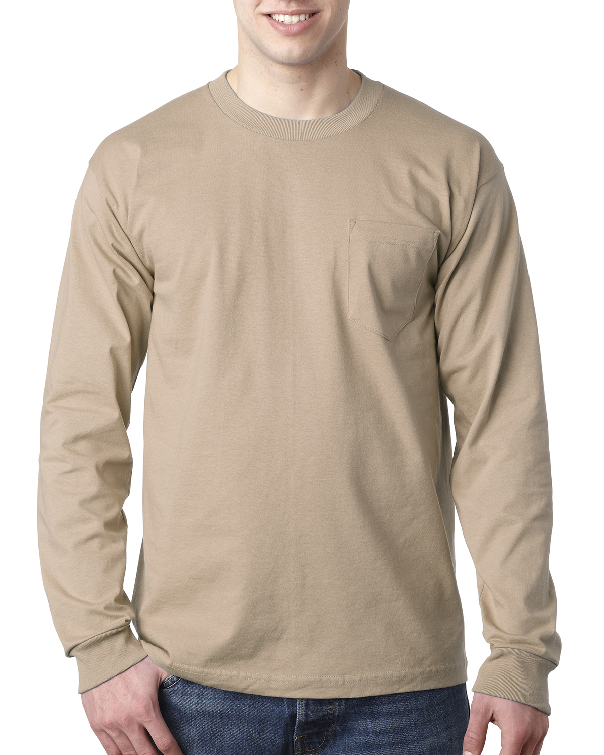 Bayside Apparel USA-Made Long Sleeve T-Shirt with a Pocket XL/Lime Green 